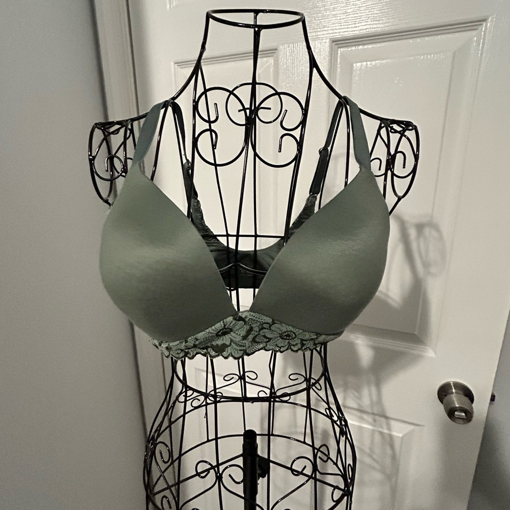 Aerie Sage Green Bralette with Lace Trim